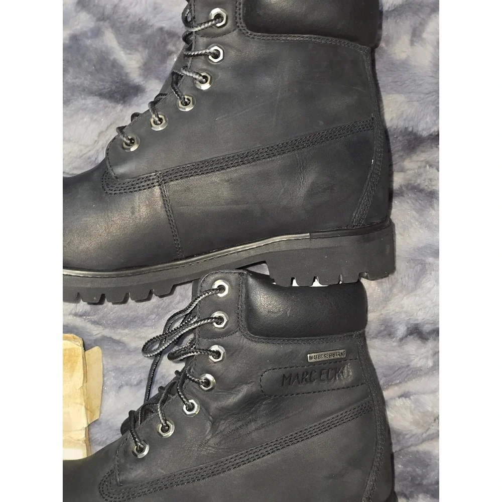 Marc‎ Ecko Rawling-Coso Mens Black Leather Water Resistant Boots 24595/BBK 8.5